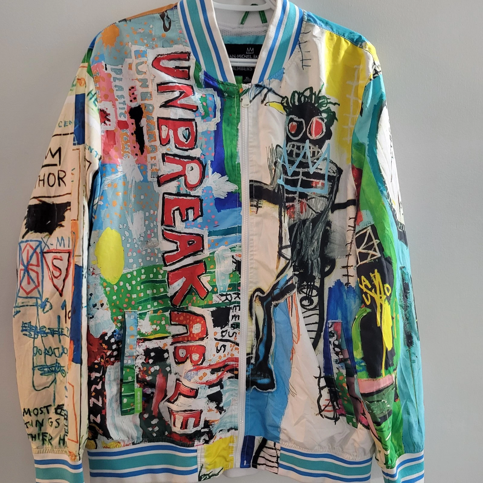 Jean Michel Basquiat Members Only Full Zip Art Jacket Size XL Painting