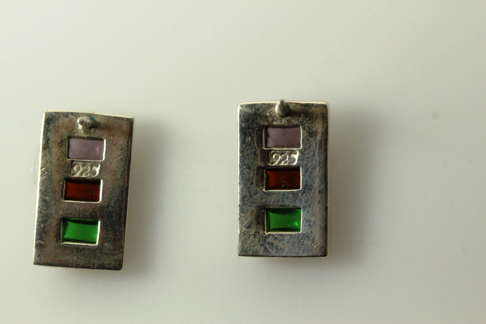 Sterling Silver 925 Rectangle Shaped Earrings Wit… - image 8