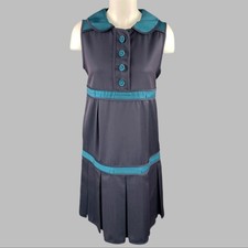 MARC by MARC JACOBS Size 6 Navy Teal Wool Corduroy Pleated Dress