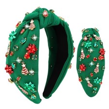 Christmas Headbands for Women Christmas Tree Red Green Xmas Bow Xmas Bow-Green