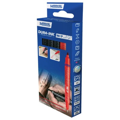 4er Multipack Markal DURA-INK DUAL TIP 22271 Permanentmarker Rot, Schwarz