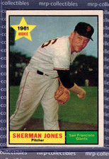 1961 Topps #161 Sherman Jones San Francisco Giants ROOKIE Baseball Card EX. rookie card picture