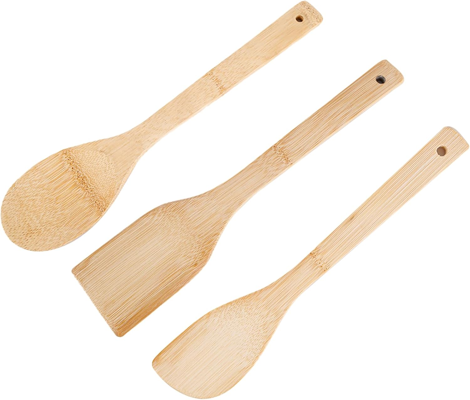 3 PCS Wooden Spoon Set - Bamboo Wooden Spoons Cooking Utensils, Spatula, Ladle -