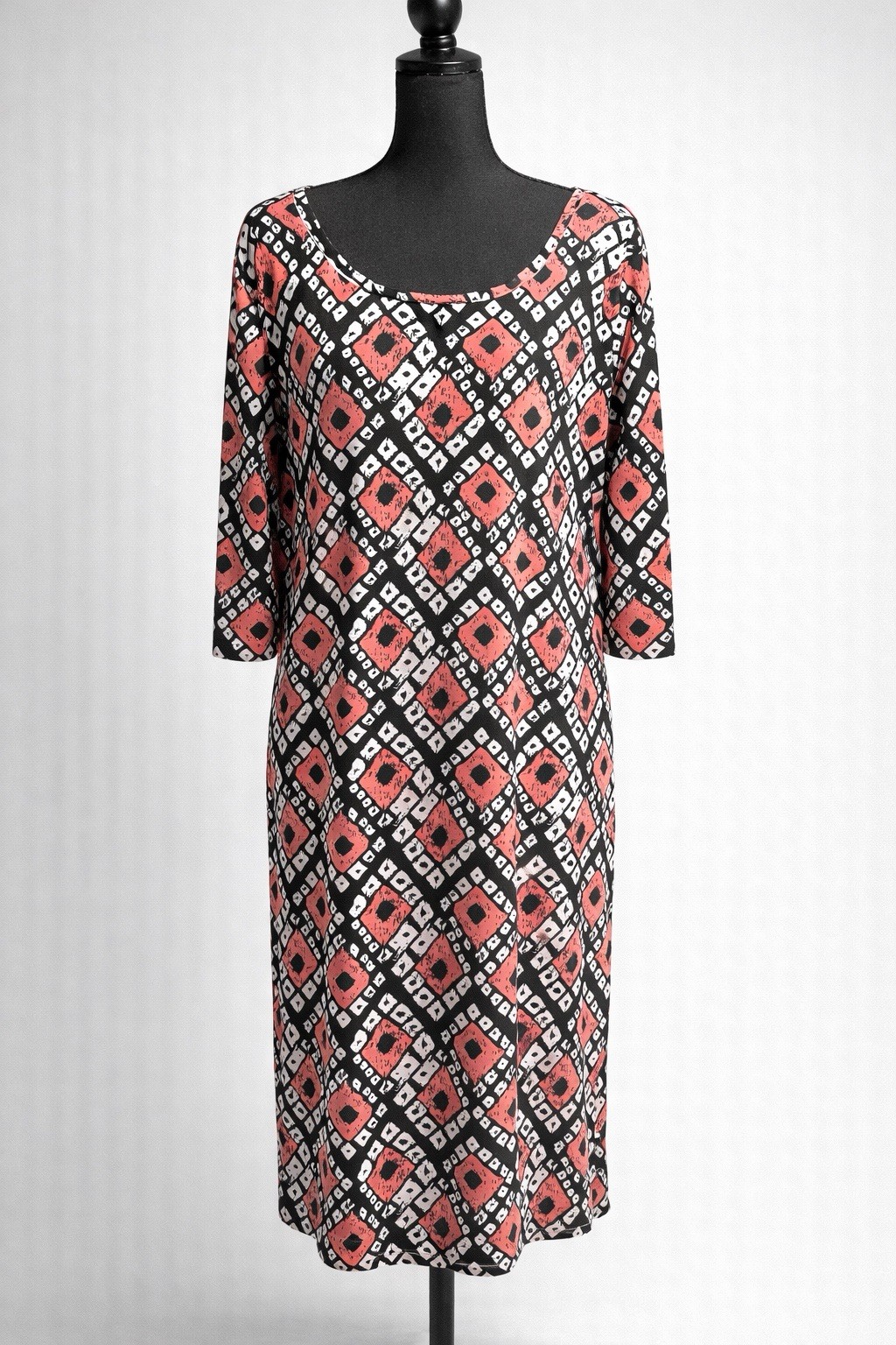 Basic Necessities Geometric Print Maxi Dress 3/4 … - image 1