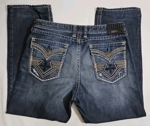 AFFLICTION Black Premium Blue Jeans Men's 38 GRANT Straight Leg BUCKLE Exclusive - Picture 5 of 10