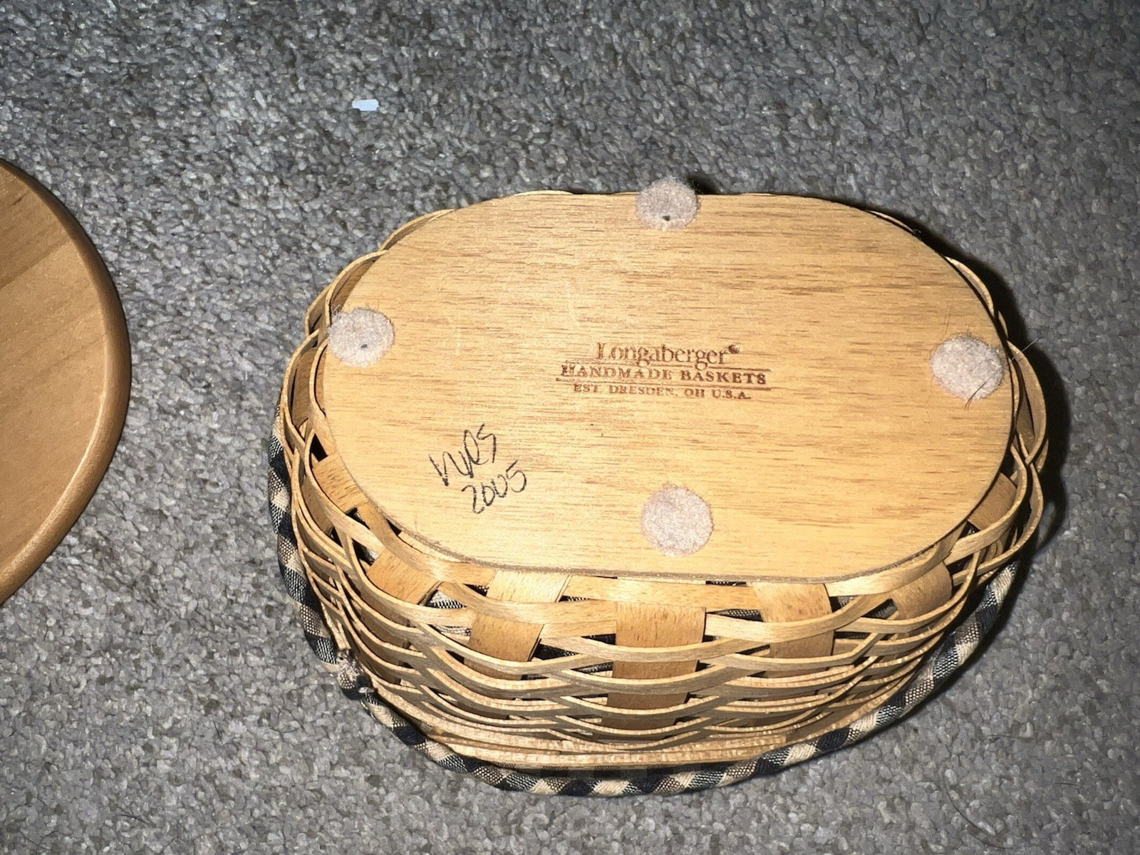 Longaberger 2005 Raspberry Booking Basket Combo~Khaki Check Liner~MINT!