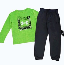 UNDER ARMOUR size 6 Shirt Joggers Pants Set Long Sleeve Green Gray: NWT