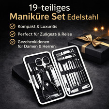 Maniküre Set 19-teilig Edelstahl Nagelpflege Set mit Etui Reise Damen Herren
