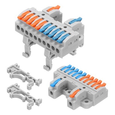 10 x Din Rail Press Quick Terminal Wire Connectors 2 in 10 Out 32A 28-12AWG