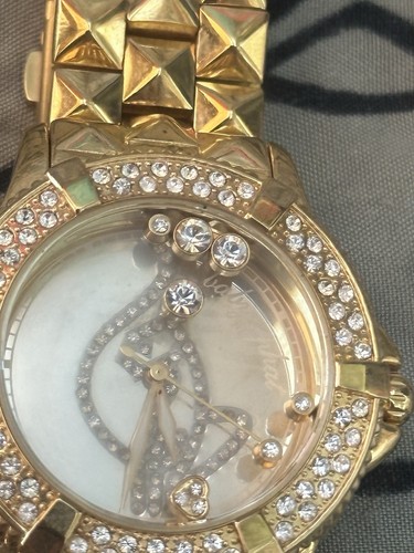 Vintage Baby Phat Womens Float Crystal Rhinestone Gold Tone Watch NEEDS BATTERY - Picture 2 of 9