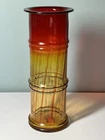 BLENKO BAMBOO VASE 14.5” - TANGERINE - GLASS DON SHEPHERD 1970'S