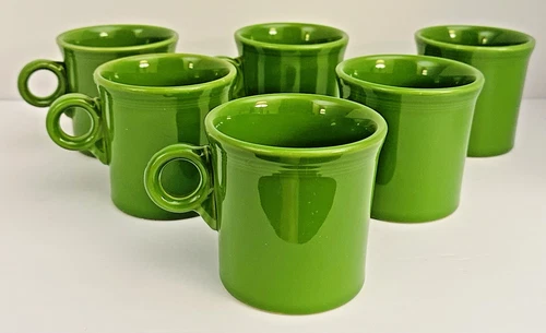 Fiesta Ware Coffee Mugs O-Ring Handle Retired Forest Green Homer Laughlin USA