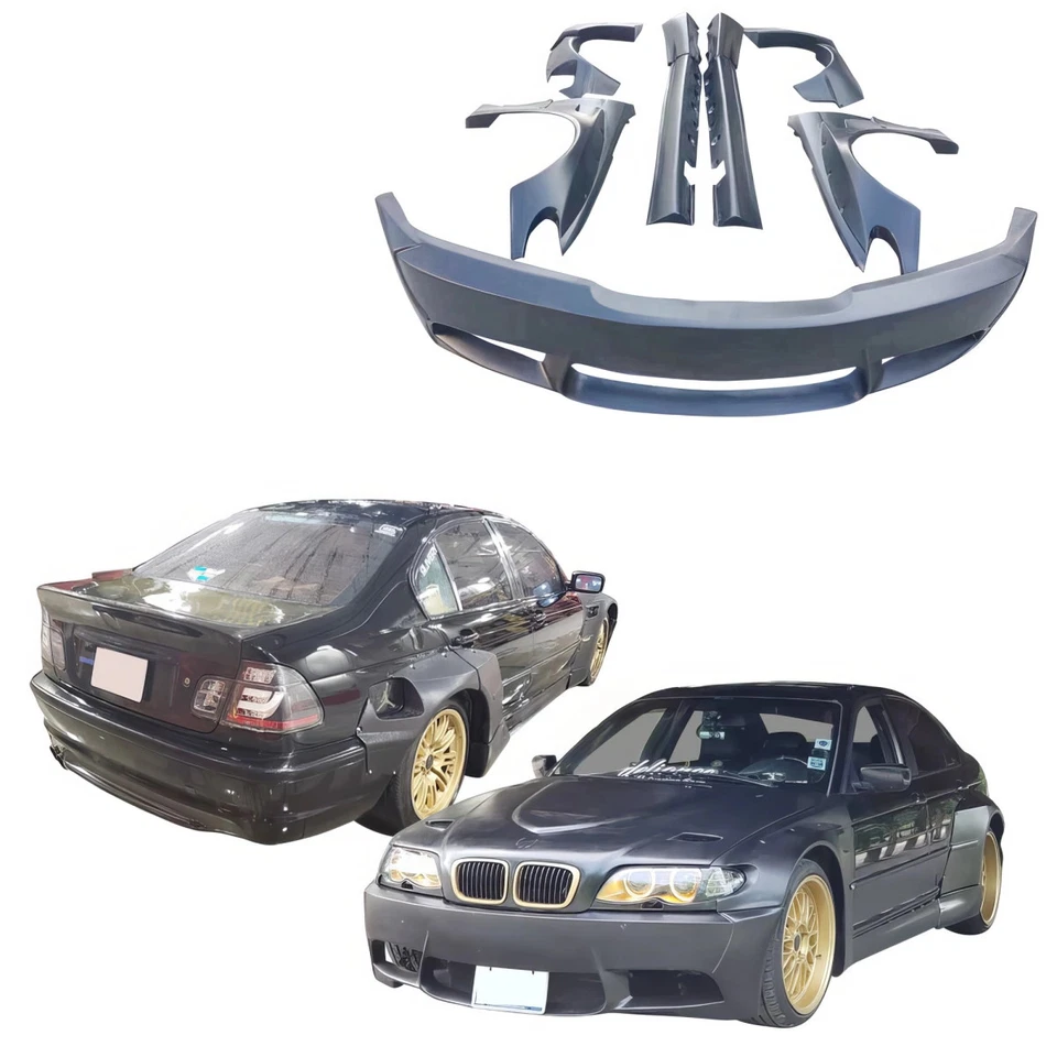 VSaero FRP TKYO V1 Wide Body Kit 325i 330i (E46) 4dr Sedan for 3-Series BMW 02- — 第 2/4 张图片