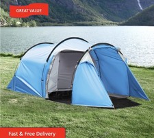Image of Camping Tent 3 Man w/ 2 Rooms Porch Vents Rainfly Weather-Resistant Outsunny