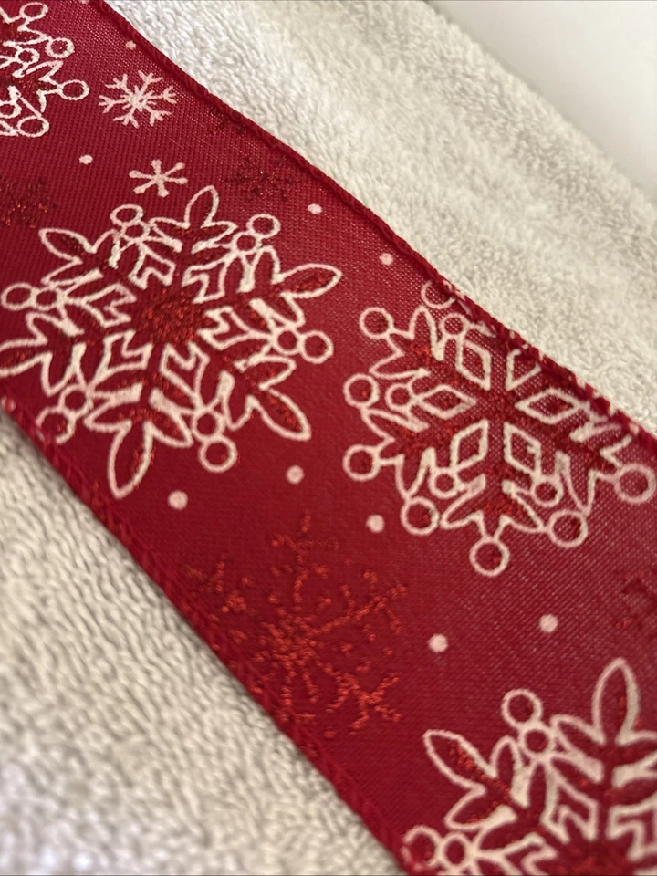 Winter Wonder Red Snowflake Ribbon 2.5 In x 30 Ft Christmas Holiday - Image 3 of 3