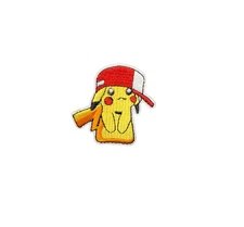Pikachu Red Hat  Pokeman Anime Patch, Iron On/Sew On