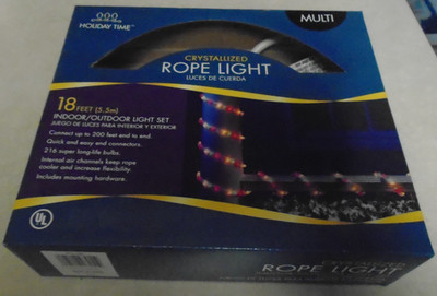 Holiday Time 18' Ft Crystallized Rope Light Multi Color New in box