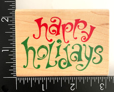 Inkadinkado Happy Holidays 91400O Wood Mounted Rubber Stamp