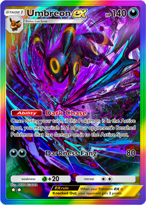 Pokemon Pocket TCG Card 2 Star Full Art Rainbow Umbreon EX Wisdom Sea Sk  DIGITAL