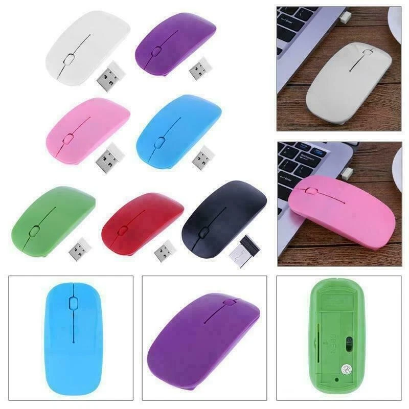 Wireless Mouse 2.4G USB Receiver Slim Silent Click Ergonomic Optical Mice Laptop - Image 2 of 4