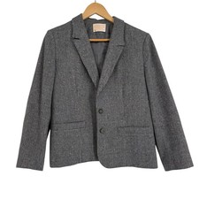 Vintage Pendleton 100 Pure Virgin Wool Tweed Grey Blazer Size 12 Lined flaw