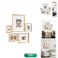Kate and Laurel Adlynn Picture Frame Set of 5 Vintage Gold with Hanging Template