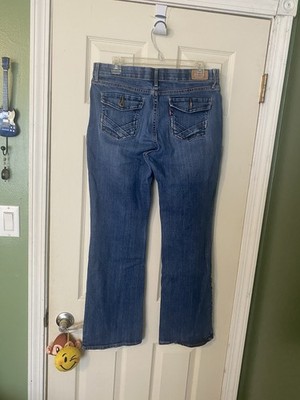 Levi s 525 perfect waist bootcut jeans missing button back right pocket size 12