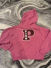 New Victoria s Secret Pink Full Zip Hoodie L Drawstring Logo NWT