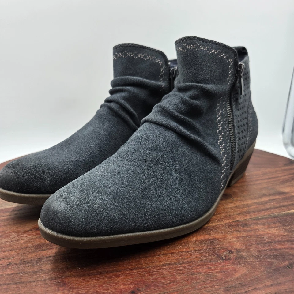 Earth Origins Botas Collette Para Mujer 10M Azul Gamuza Cómodas Cremallera Botines al Tobillo Foto 4 de 4