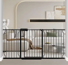 Fairy Baby Extra Wide Baby Gate Black 62-67 Inch Wide, Walk Through Pressure