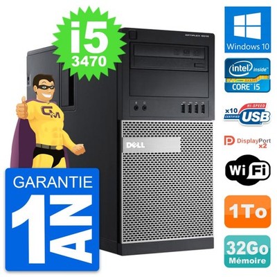 PC tour DELL OptiPlex 9010 Intel i5-3470 RAM 32Go Festplatte 1To Windows 10 Wifi