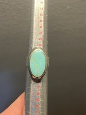 Sterling Silver 925 Large Oval Turquoise Ring Size 6.5 HEAVY THICK