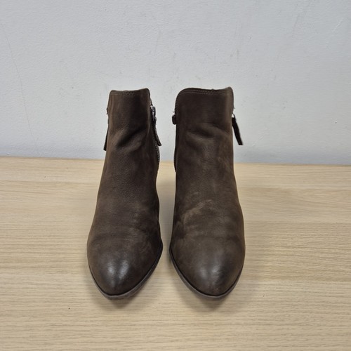 Frye Judith braun Leder klobiger Absatz seitlicher Reißverschluss Bootie Stiefel Größe UK 5 US 7,5 - Bild 4 von 9