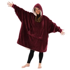 The Comfy Unisex Hoodie Oversized Velvetuxe Sherpa Lined Blue Dark Red