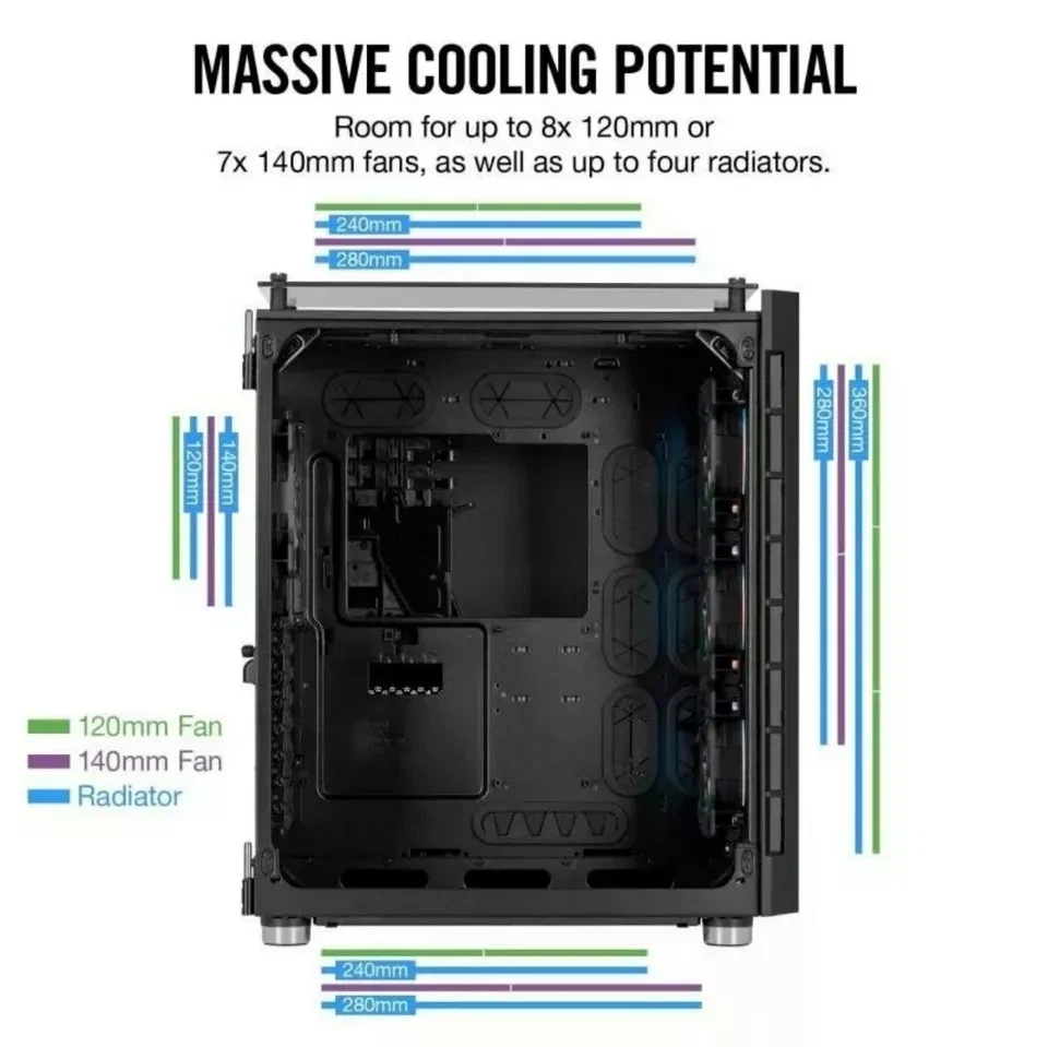 Crystal Series 680x RGB ATX high airflow Tempered Glass smart Gaming case Black - Image 3 of 4