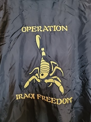 Military Army Bomber Jacket Combat Operation Iraqi Freedom Scorpion Black L - Picture 3 of 7