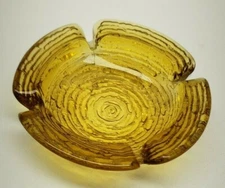 Vintage Heavy Orange Glass Ashtray Cigar Cigarette 4''