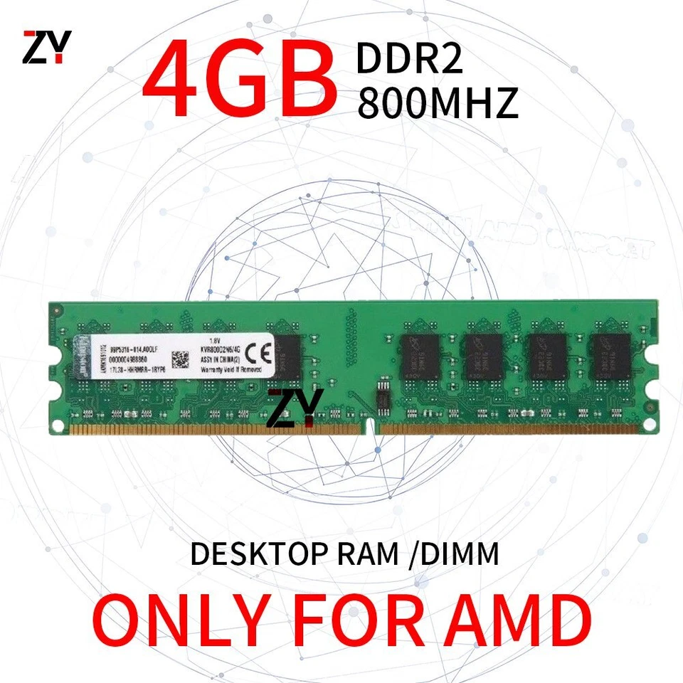 Kingston 4GB 2GB 1GB DDR2 800MHz CL6 240Pin AMD DIMM Desktop PC Memory RAM SP - Imagen 2 de 4