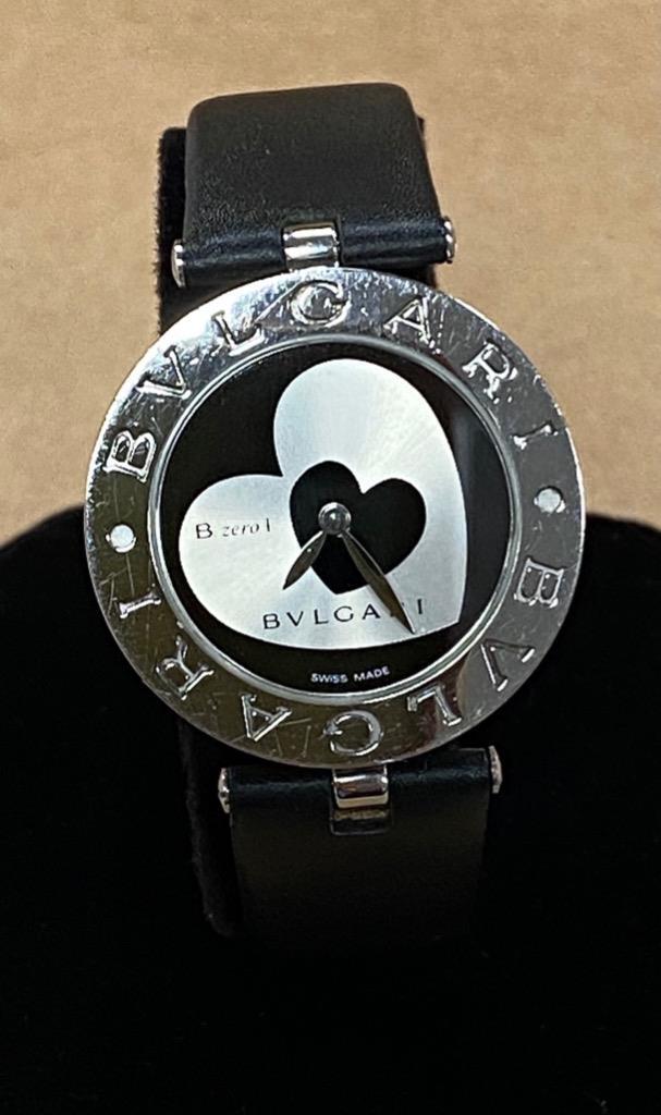 BVLGARI B-ZERO1 BZ30S BLACK & SILVER HEART DIAL 30mm QUARTZ