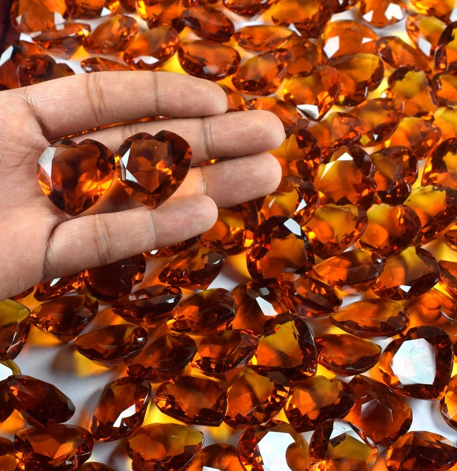 Lote de piedras preciosas de citrino amarillo dorado corazón 1000 quilates/13 piezas certificadas Foto 3 de 4