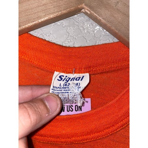 1970s Vintage Turkey Definition Bowling Flop orange Graphic Shirt 70s VTG M - Picture 9 of 12
