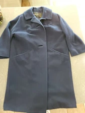 Chas A. Stevens & Co Chicago 100% Cashmere Overcoat Navy LA Vigna Large L 17x41