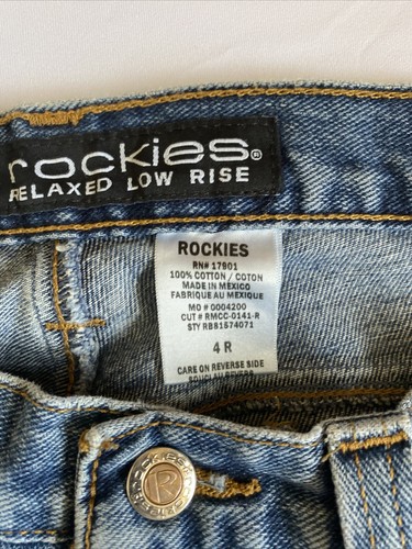 Rockies Womens Relaxed Low Rise Vintage 5 pocket embellished Medium Blue 4R - Picture 9 of 12