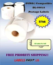 10 Rolls White 99019 Dymo® Compatible eBay Paypal 400 Duo SE200 Postage Labels