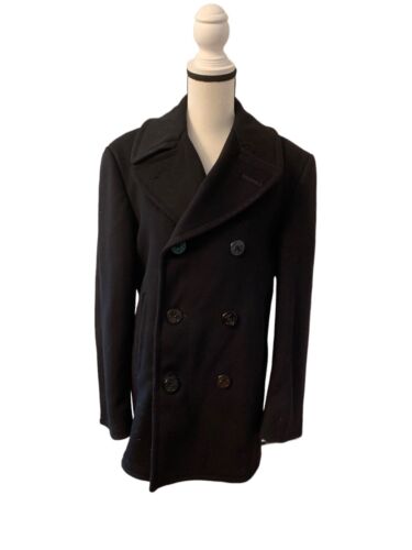 1967 Vintage Vietnam Wool Kersey Double-Breasted Peacoat Men’s 36R Black USA 60s - Picture 9 of 12
