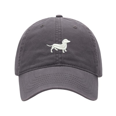 Men's Dachshund Love Baseball Cap – Washed Cotton, Embroidered, Adjustable Fit (7 3/8), Red