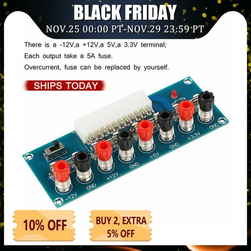 1x24 Pins ATX Benchtop Board Computer PC Power Supply Breakout Adapter Module