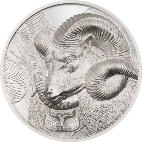 MAGNIFICENT ARGALI 2022 2000 Togrog 3 oz Pure Silver Smartminting Coin Mongolia - Afbeelding 1 van 4