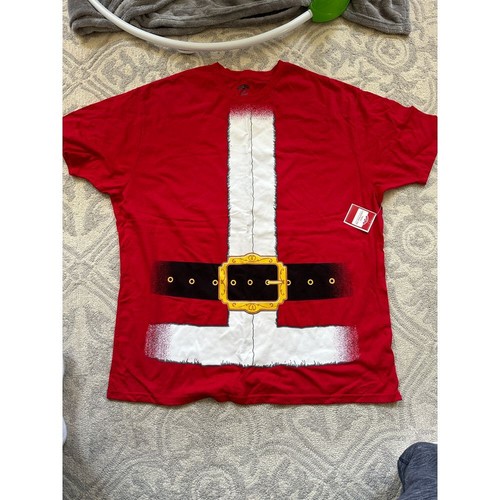 Men's Christmas Santa Belt T-Shirt Festive Holiday Costume Tee Red