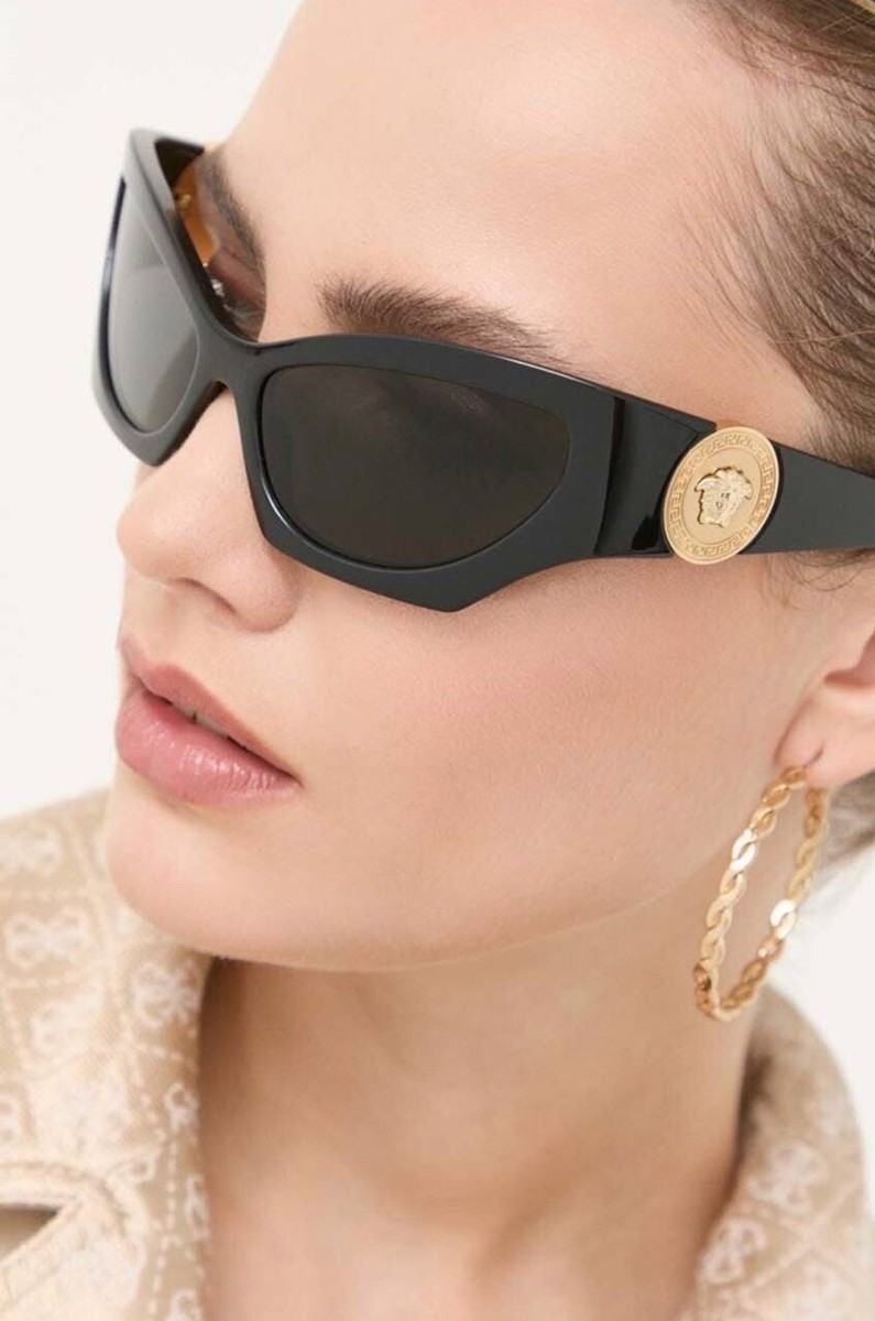 NEW VERSACE VE4450 GB1/87 WOMEN CAT EYE BLACK SUNGLASSES